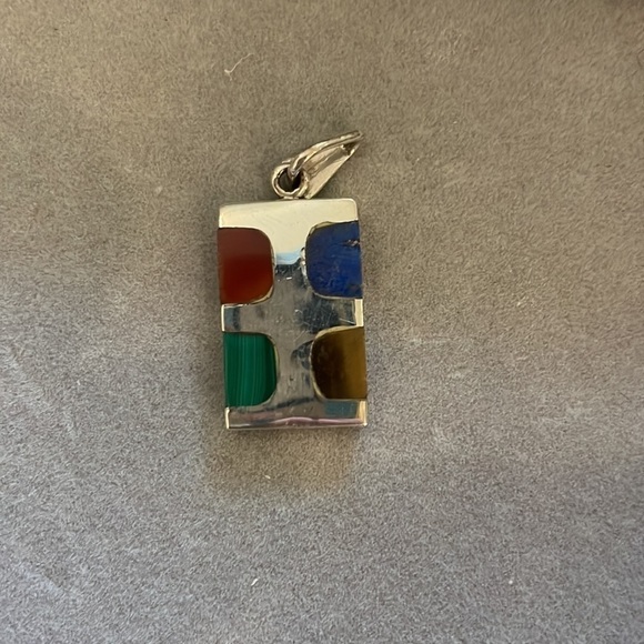 Colorful Silver Rectangle Pendant - Picture 4 of 5
